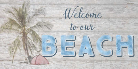 Welcome to Our Beach Black Ornate Wood Framed Art Print with Double Matting by Murdock, Ramona