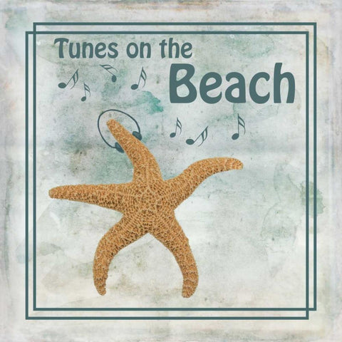 Tunes on the Beach White Modern Wood Framed Art Print by Murdock, Ramona