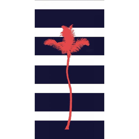 Indigo Stripe Palm White Modern Wood Framed Art Print by Murdock, Ramona