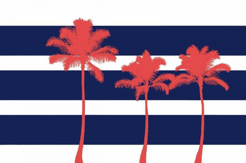 Indigo Stripe Palms II Black Ornate Wood Framed Art Print with Double Matting by Murdock, Ramona