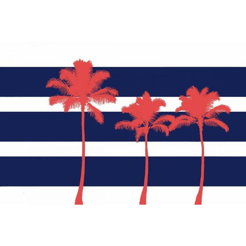 Indigo Stripe Palms II Black Modern Wood Framed Art Print by Murdock, Ramona