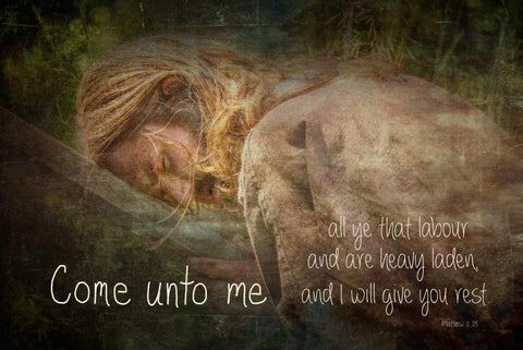 Come Unto Me Black Ornate Wood Framed Art Print with Double Matting by Murdock, Ramona