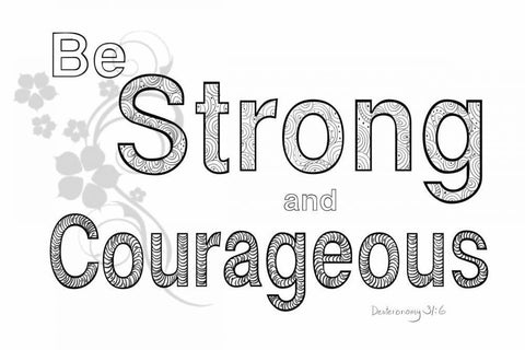 Be Strong Black Ornate Wood Framed Art Print with Double Matting by Murdock, Ramona