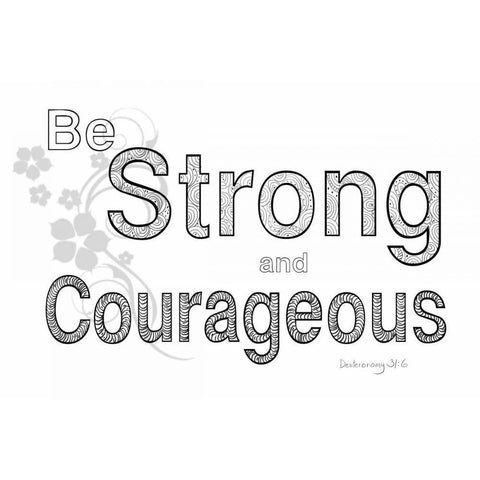 Be Strong Black Modern Wood Framed Art Print with Double Matting by Murdock, Ramona