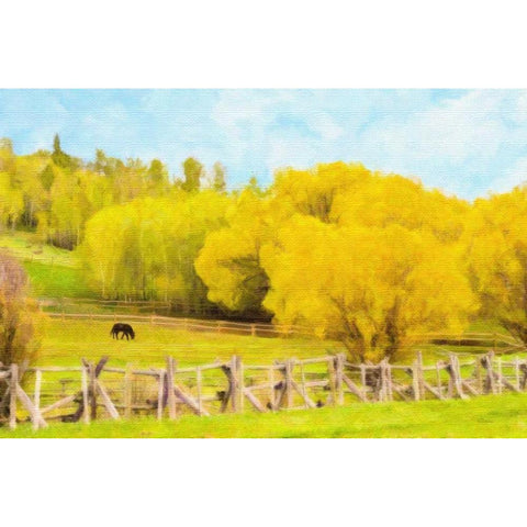 Golden Pasture Gold Ornate Wood Framed Art Print with Double Matting by Murdock, Ramona