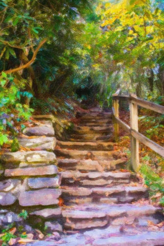 Rocky Steps Black Ornate Wood Framed Art Print with Double Matting by Murdock, Ramona