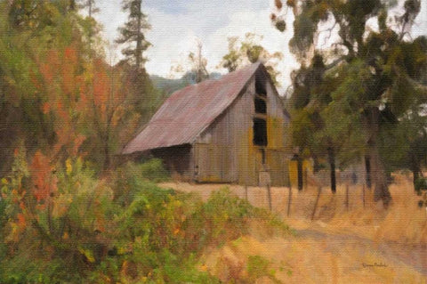 Roadside Barn White Modern Wood Framed Art Print with Double Matting by Murdock, Ramona