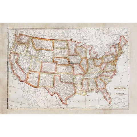 Map of USA Black Modern Wood Framed Art Print with Double Matting by Murdock, Ramona