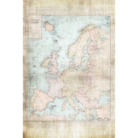 Central Europe Map WWII White Modern Wood Framed Art Print by Murdock, Ramona