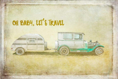 Baby Lets Travel Black Ornate Wood Framed Art Print with Double Matting by Murdock, Ramona