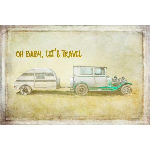 Baby Lets Travel Gold Ornate Wood Framed Art Print with Double Matting by Murdock, Ramona