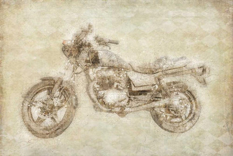 Motorcycle White Modern Wood Framed Art Print with Double Matting by Murdock, Ramona