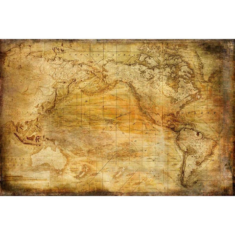 Vintage Map II Gold Ornate Wood Framed Art Print with Double Matting by Murdock, Ramona