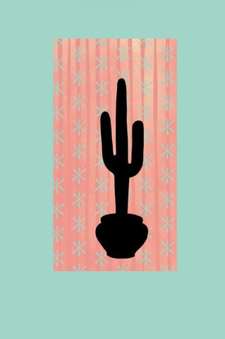 Saguaro Silhouette White Modern Wood Framed Art Print with Double Matting by Murdock, Ramona