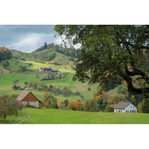 Peaceful Valley Black Modern Wood Framed Art Print with Double Matting by Murdock, Ramona