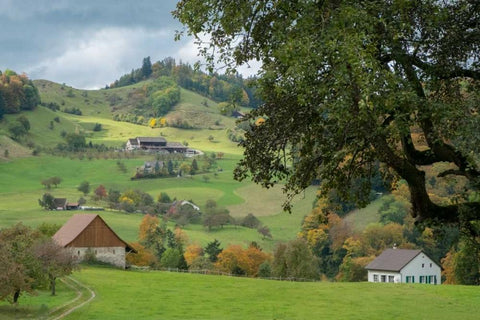 Peaceful Valley White Modern Wood Framed Art Print with Double Matting by Murdock, Ramona