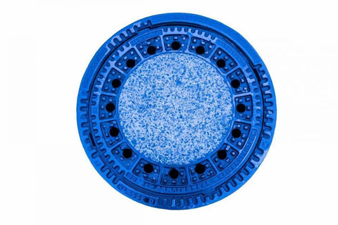 Man Hole Cover in Blue White Modern Wood Framed Art Print with Double Matting by Murdock, Ramona