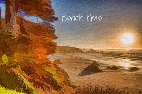 Beach Time Black Ornate Wood Framed Art Print with Double Matting by Murdock, Ramona