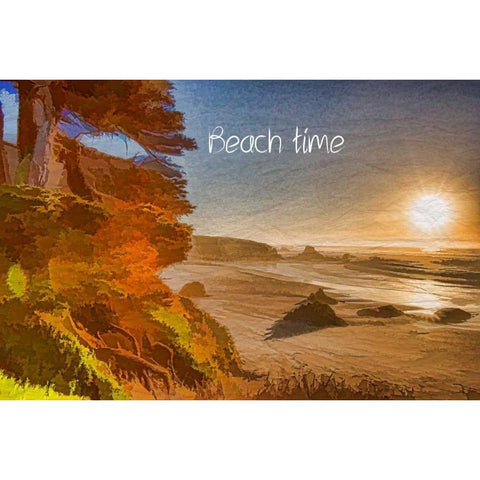 Beach Time Black Modern Wood Framed Art Print by Murdock, Ramona