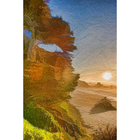 Beach Sunset Gold Ornate Wood Framed Art Print with Double Matting by Murdock, Ramona