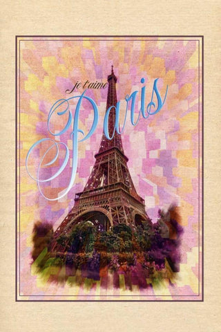 Je Taime Paris White Modern Wood Framed Art Print with Double Matting by Murdock, Ramona