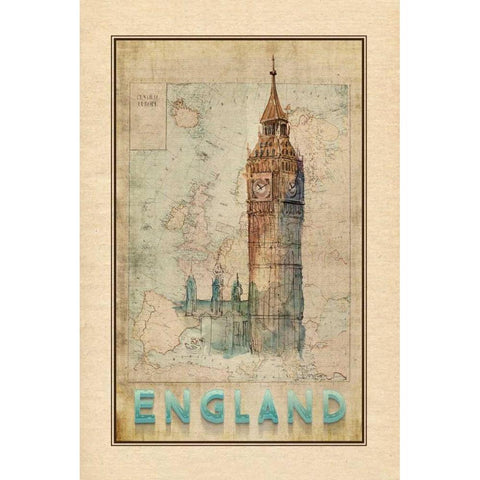 Travel England Black Modern Wood Framed Art Print with Double Matting by Murdock, Ramona