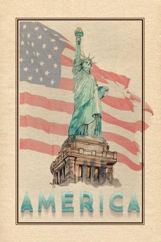 Travel America Black Ornate Wood Framed Art Print with Double Matting by Murdock, Ramona