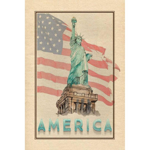 Travel America Black Modern Wood Framed Art Print by Murdock, Ramona