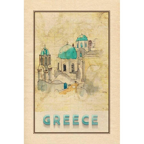 Travel Greece Black Modern Wood Framed Art Print by Murdock, Ramona