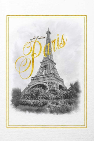 Je Taime Paris Black Ornate Wood Framed Art Print with Double Matting by Murdock, Ramona