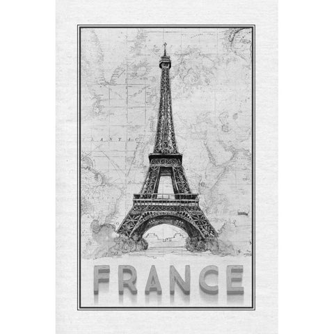 Travel France Black Modern Wood Framed Art Print with Double Matting by Murdock, Ramona