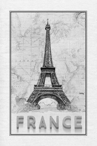 Travel France Black Ornate Wood Framed Art Print with Double Matting by Murdock, Ramona