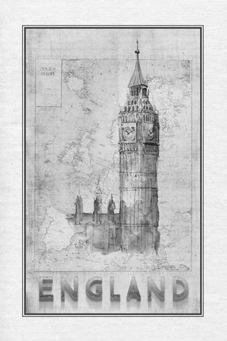 Travel England White Modern Wood Framed Art Print with Double Matting by Murdock, Ramona