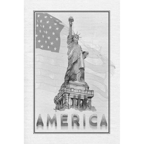 Travel America Gold Ornate Wood Framed Art Print with Double Matting by Murdock, Ramona