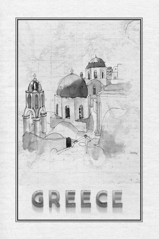 Travel Greece Black Ornate Wood Framed Art Print with Double Matting by Murdock, Ramona