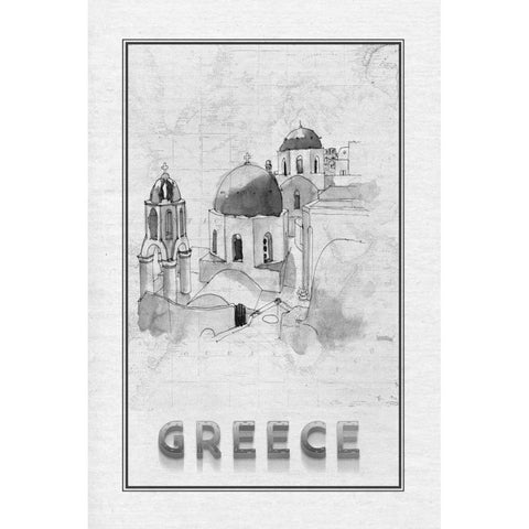 Travel Greece Black Modern Wood Framed Art Print by Murdock, Ramona