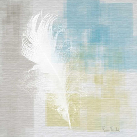 White Feather Abstract I White Modern Wood Framed Art Print with Double Matting by Murdock, Ramona