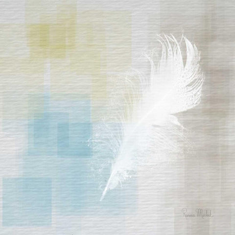 White Feather Abstract II White Modern Wood Framed Art Print with Double Matting by Murdock, Ramona