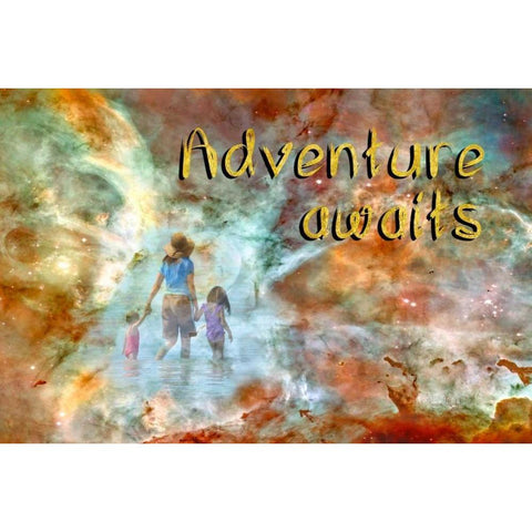 Adventure Awaits Gold Ornate Wood Framed Art Print with Double Matting by Murdock, Ramona