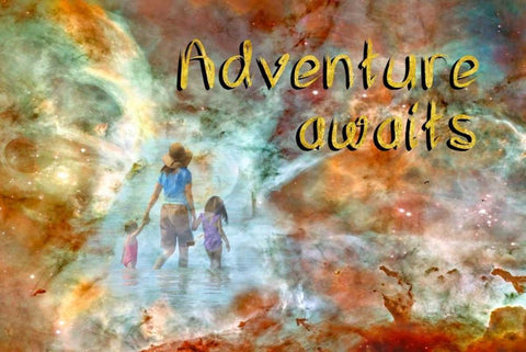 Adventure Awaits Black Ornate Wood Framed Art Print with Double Matting by Murdock, Ramona