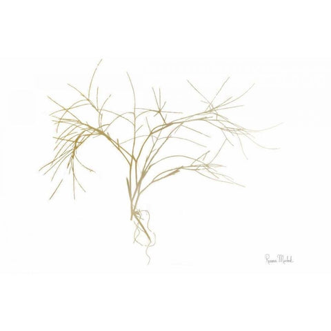 Twiggy Algae Gold on White Black Modern Wood Framed Art Print with Double Matting by Murdock, Ramona