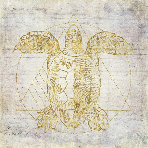 Turtle Geometric Gold Black Modern Wood Framed Art Print by Murdock, Ramona