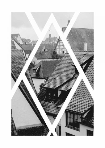 Rothenburg Housetops Black Ornate Wood Framed Art Print with Double Matting by Murdock, Ramona