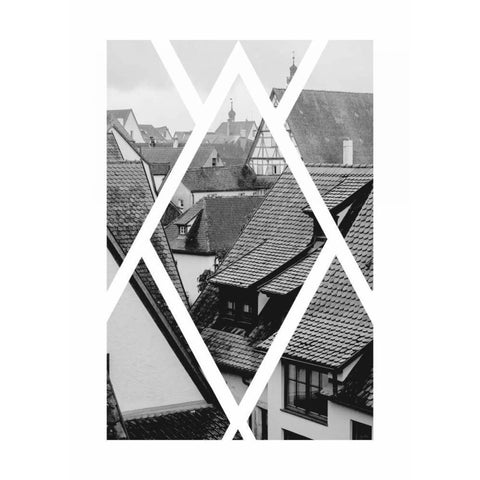 Rothenburg Housetops Black Modern Wood Framed Art Print with Double Matting by Murdock, Ramona