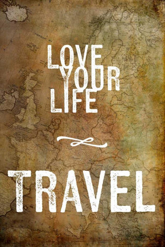 Love Your Life Travel Black Ornate Wood Framed Art Print with Double Matting by Murdock, Ramona