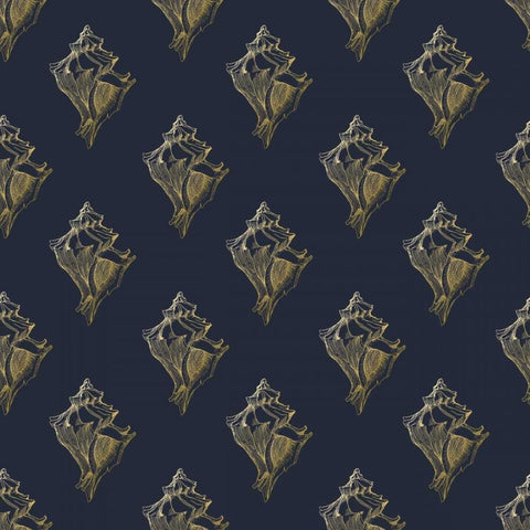 Gold Shell Pattern Black Modern Wood Framed Art Print by Murdock, Ramona