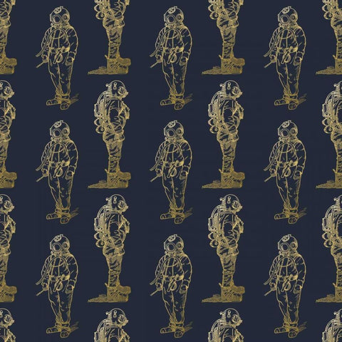 Gold Diver White Modern Wood Framed Art Print by Murdock, Ramona