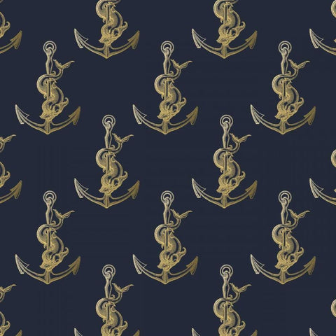 Gold Anchor Black Modern Wood Framed Art Print with Double Matting by Murdock, Ramona