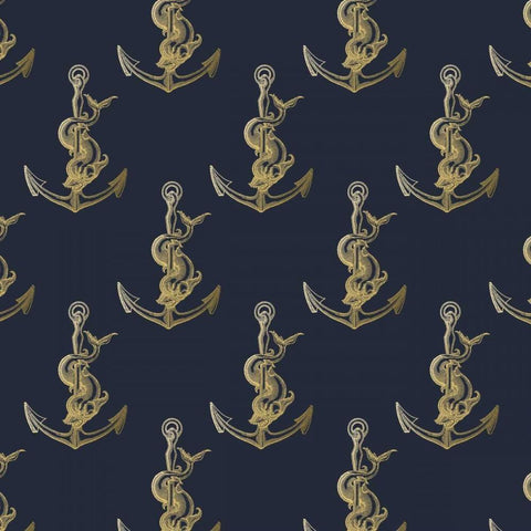 Gold Anchor Black Ornate Wood Framed Art Print with Double Matting by Murdock, Ramona