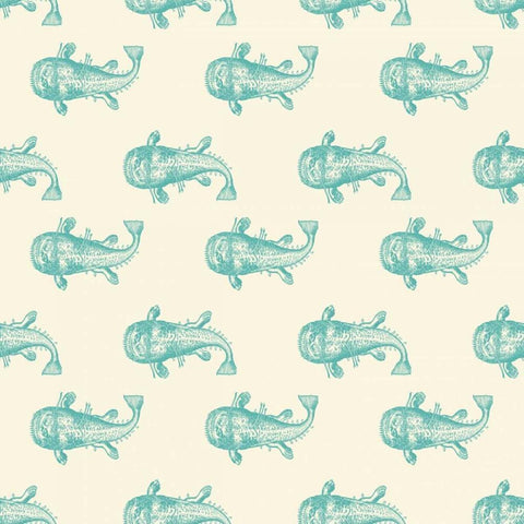 Monster Fish Pattern White Modern Wood Framed Art Print with Double Matting by Murdock, Ramona